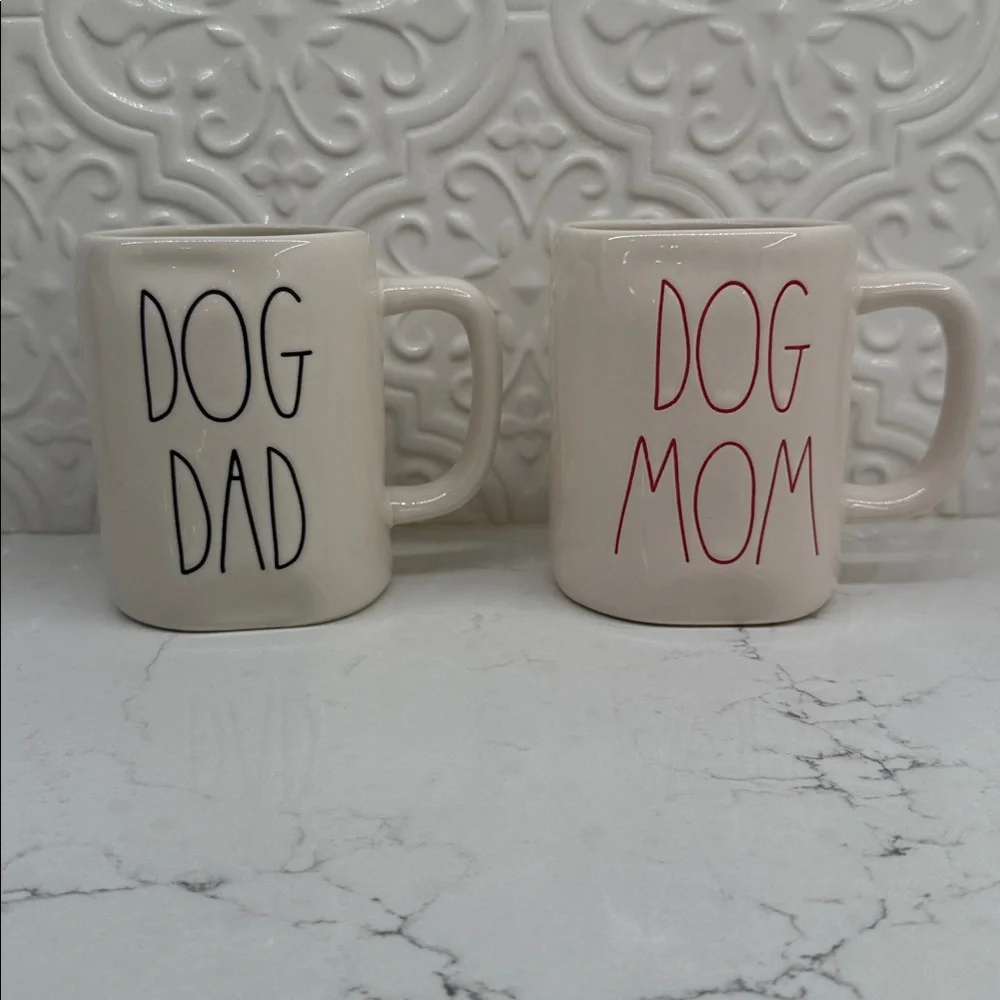 Rae Dunn Dog Dad & Dog Mom Artisan Collection Mugs - Picture 1 of 5